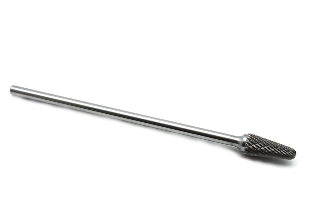 TEMO SL-4L6 Double Cut Carbide Rotary Burr File 1/2" Cone 1/4x6" Long Shank