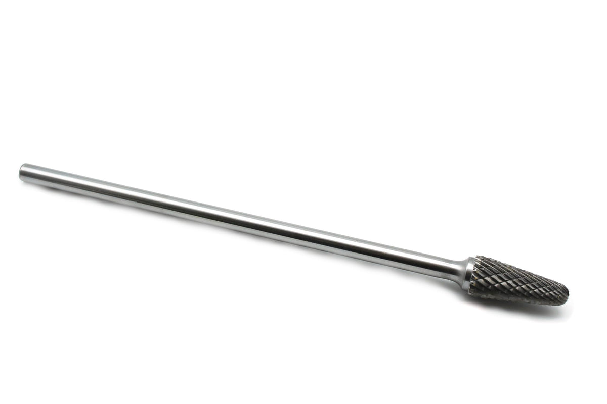 TEMO SL-4L6 Double Cut Carbide Rotary Burr File 1/2" Cone 1/4x6" Long Shank