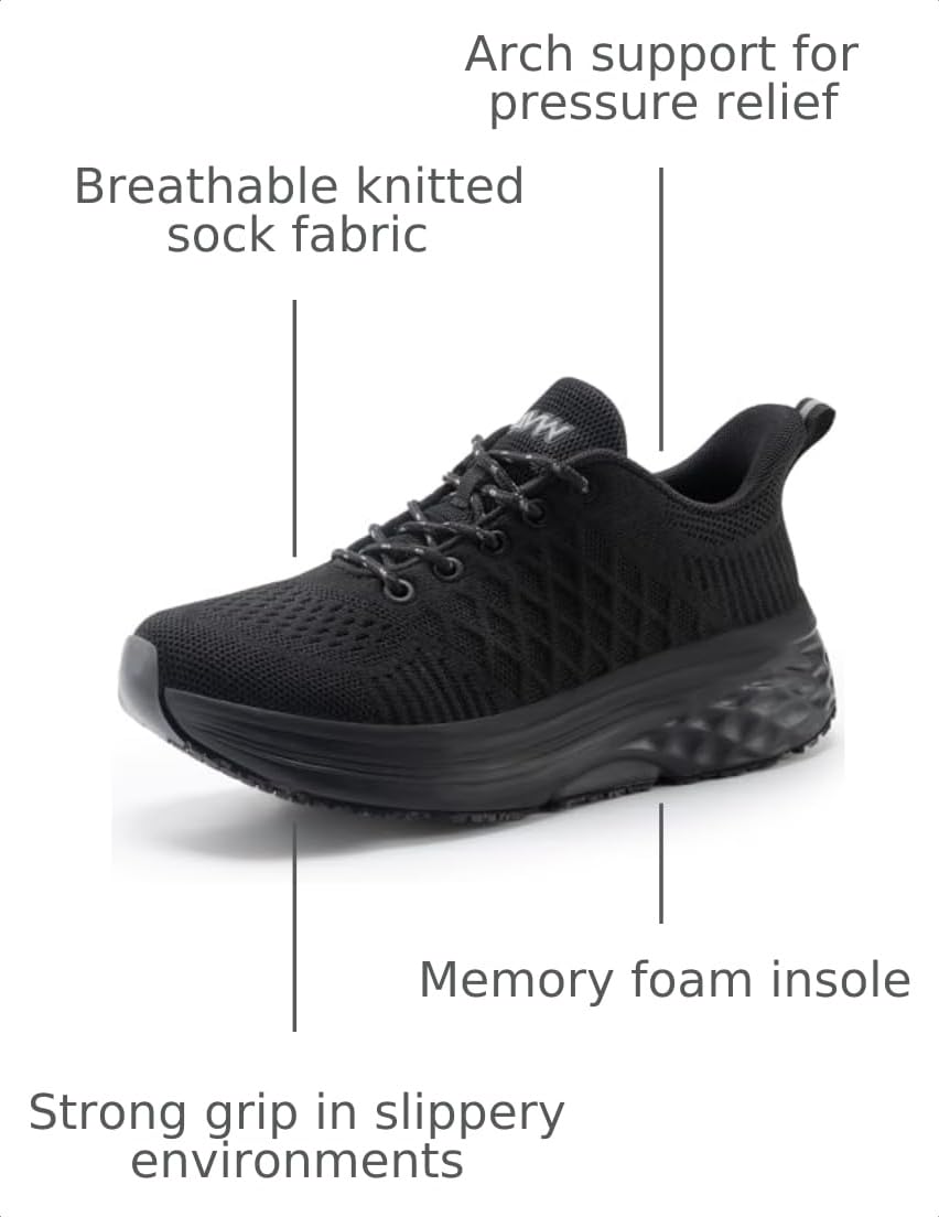 Womens Non Slip Work Shoes Walking Sneakers Food Service Kitchen Shoes