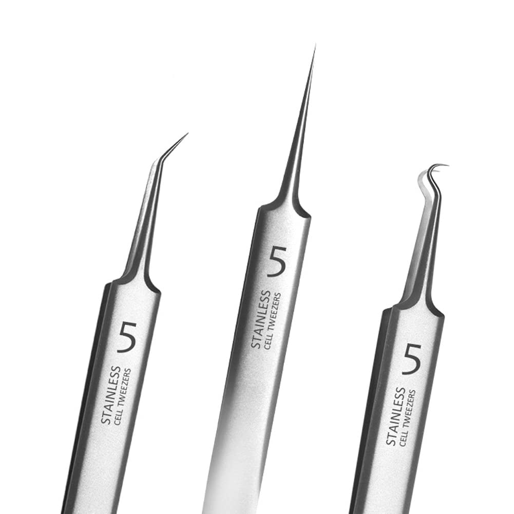 Professional Facial Blackhead Remover Tweezers,3Pcs Precision Pimple Popper Tool Kit for Whitehead Ance Blemishs