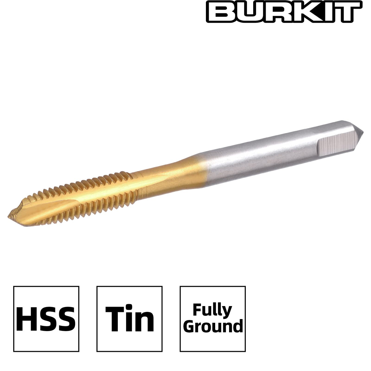 Burkit 2pcs M5 Titanium Coated Spiral Point Tap