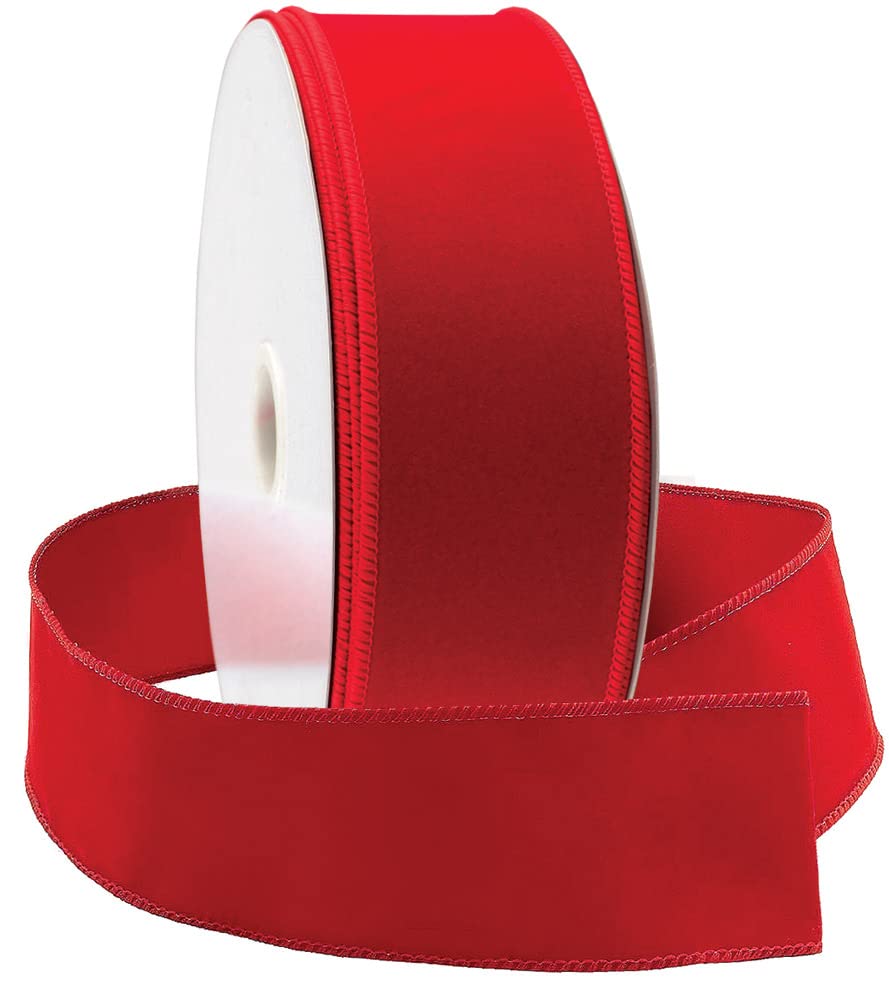 Red Velvet Ribbon 30 Yd Christmas Ribbon Red Wire Cinta de Terciopelo Rojo