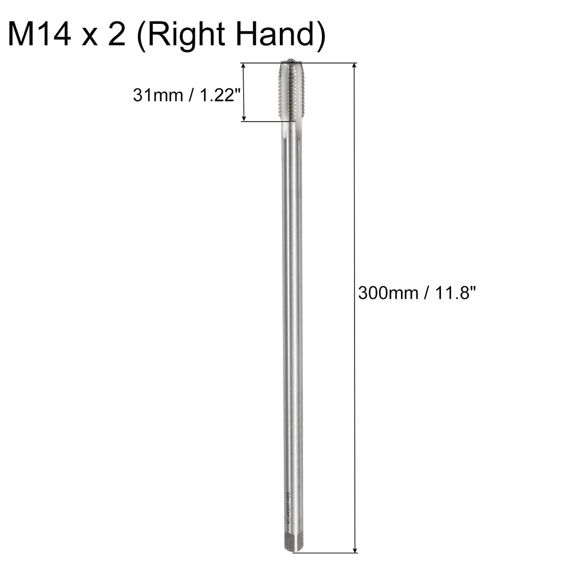 uxcell Metric Thread Tap M14 x 2 H2 300mm Extra Long Straight Flute