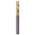 1/4" 3 Flute Ball Nose Solid Carbide End Mill for Aluminum - ZrN Coated