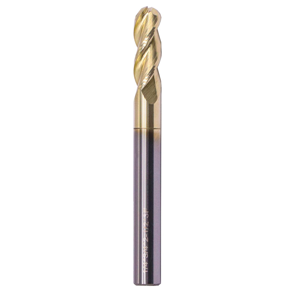 1/4" 3 Flute Ball Nose Solid Carbide End Mill for Aluminum - ZrN Coated