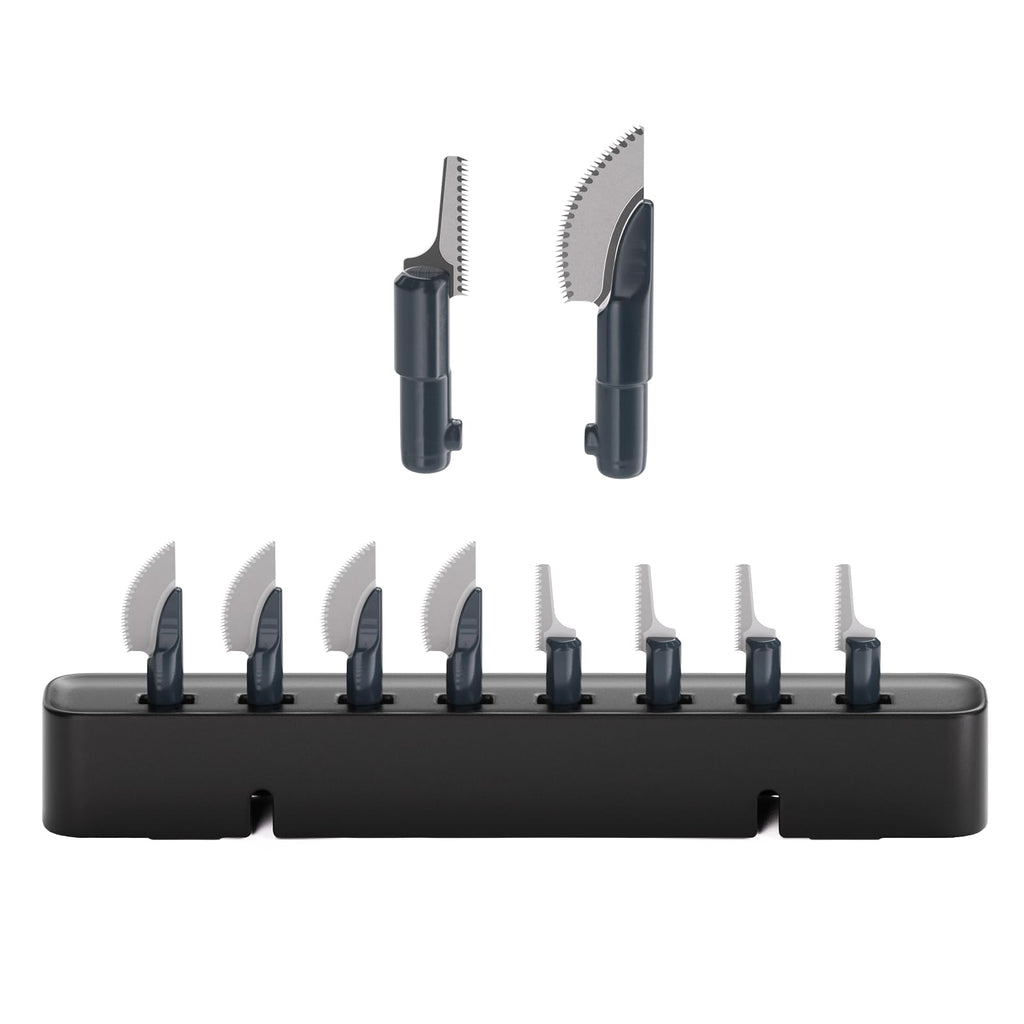 HOZO NeoSander Saw Blade Set, Turns NeoSander into Mini Reciprocating Saw, 8pcs 0.2mm Anti-Binding Blades, 4 Curved Blades for Straight Cuts & 4 Jigsaw Blades for Curves, for Resin, Plastic & Wood