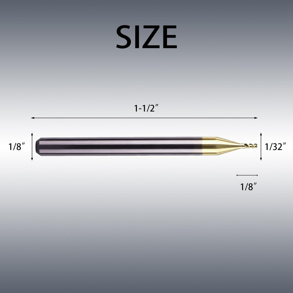 NZ 3 Flute 1/32" Solid Carbide Square End Mill ZrN Coated, 5Pcs