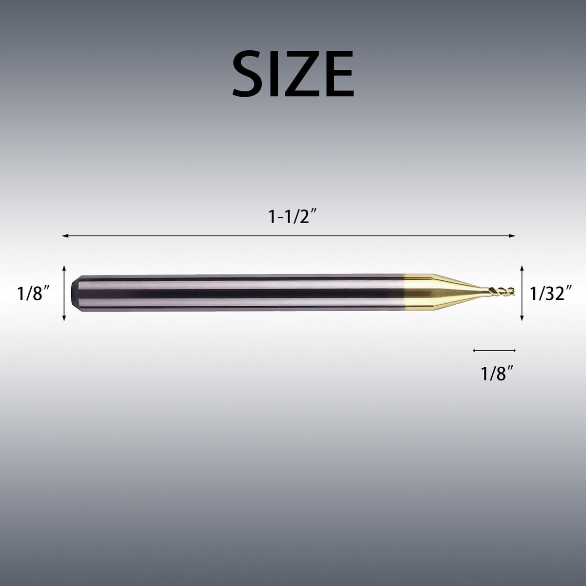 NZ 3 Flute 1/32" Solid Carbide Square End Mill ZrN Coated, 5Pcs