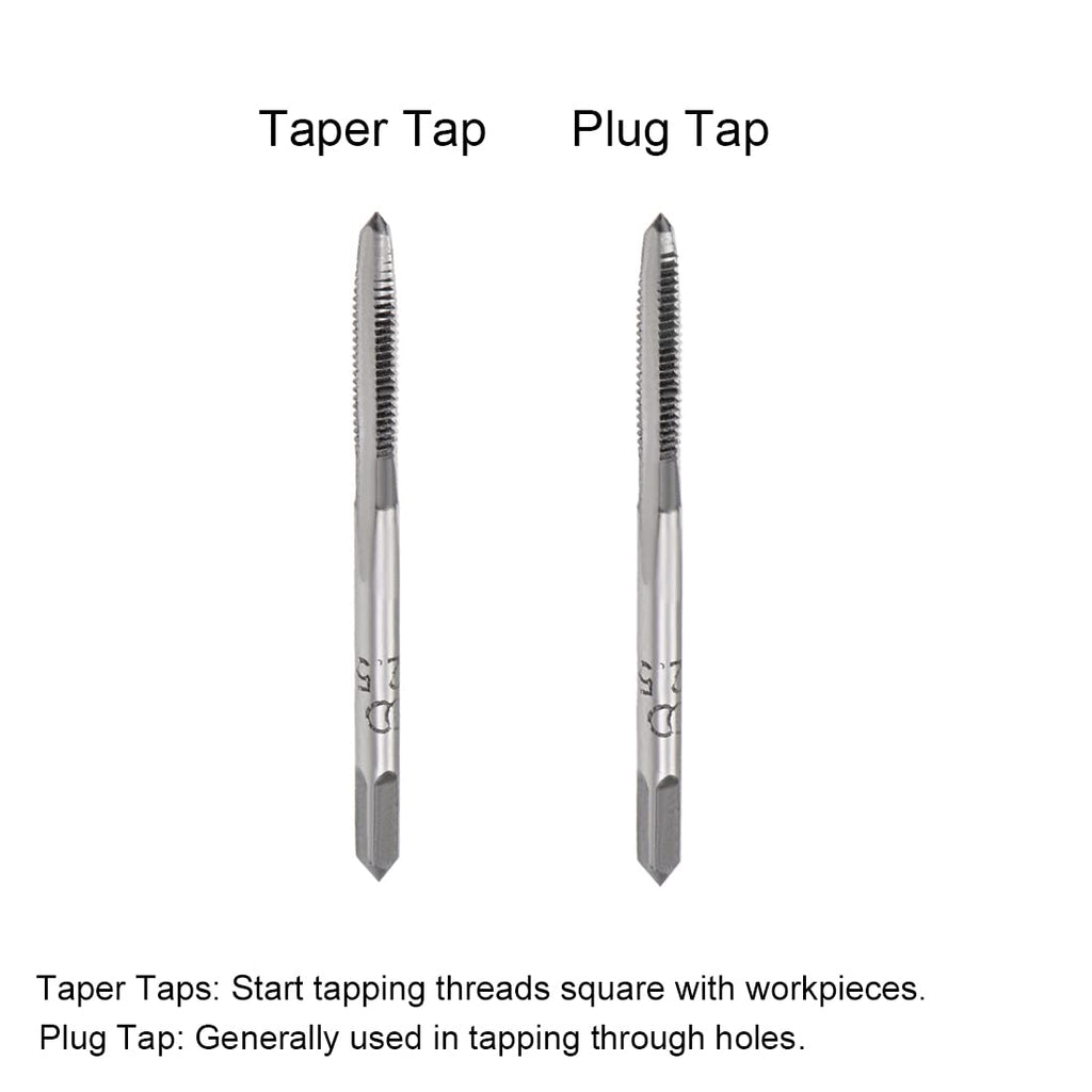 uxcell 5 Pairs Metric Hand Threading Tap Set M2.5 Thread 0.45mm Pitch Taper & Plug Milling Taps Straight Flutes High Speed Steel