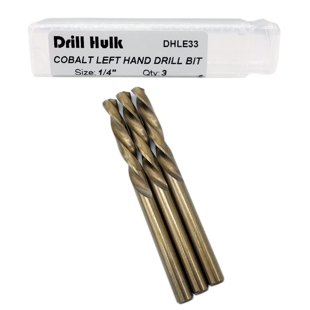 1/4-Inch Cobalt Steel M35 Left Hand Drill Bit, Pack of 3