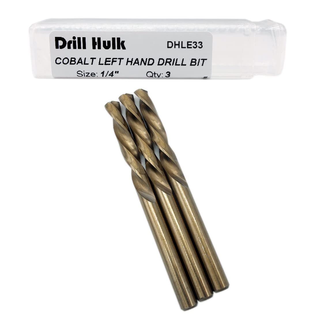 1/4-Inch Cobalt Steel M35 Left Hand Drill Bit, Pack of 3