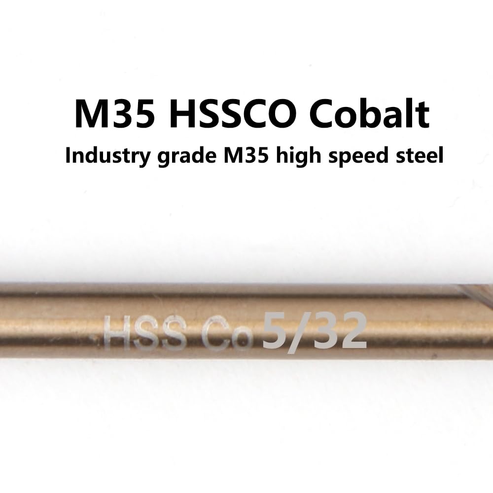 VALYRIANTOOL 5/32" Cobalt Drill Bits(10PCS), M35 HSSCO High Speed Steel Double Ends Stubby Body Twist Drill Bit Set for Hardened Metal, Stainless Steel, Cast Iron, Plastic and Wood