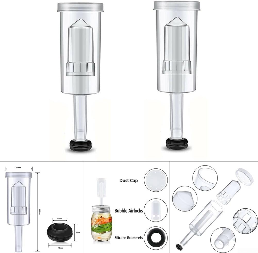 3-Piece Fermentation Airlock Set with Grommet for Home Brewing Beer Wine Mead Kombucha - S-Shaped Bubbler Design
