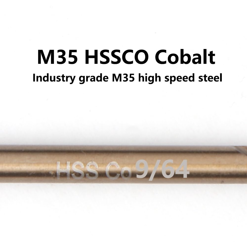 VALYRIANTOOL 9/64" Cobalt Drill Bits(10PCS), M35 HSSCO High Speed Steel Double Ends Stubby Body Twist Drill Bit Set for Hardened Metal, Stainless Steel, Cast Iron, Plastic and Wood
