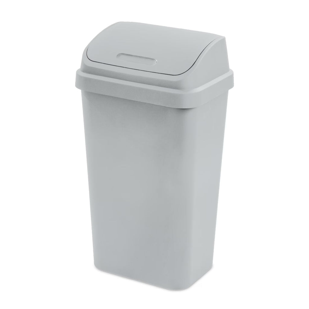 Kitchen Trash Can 13 Gallon Plastic Garbage Bin with Swing Top Lid