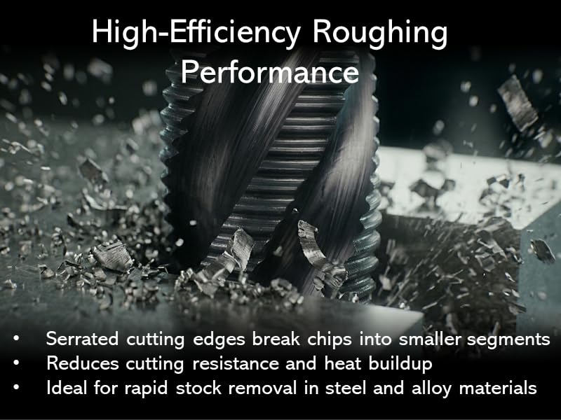 Accusize Cobalt Roughing End Mill, 1/2" Dia, 1/2" Shk, 1-1/4" Flt