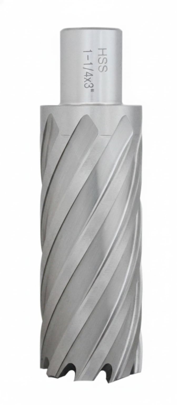 Accusize HSS Annular Cutter, 1-1/4 in Dia x 3 in Cutting Depth