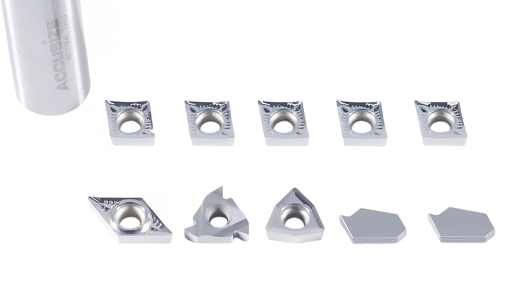Accusize Carbide Insert Set for 3/4 in Turning Tool, 10 Pc, for Aluminum