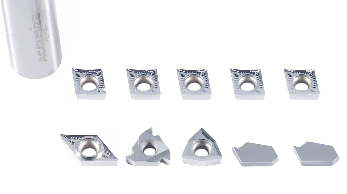 Accusize Carbide Insert Set for 3/4 in Turning Tool, 10 Pc, for Aluminum