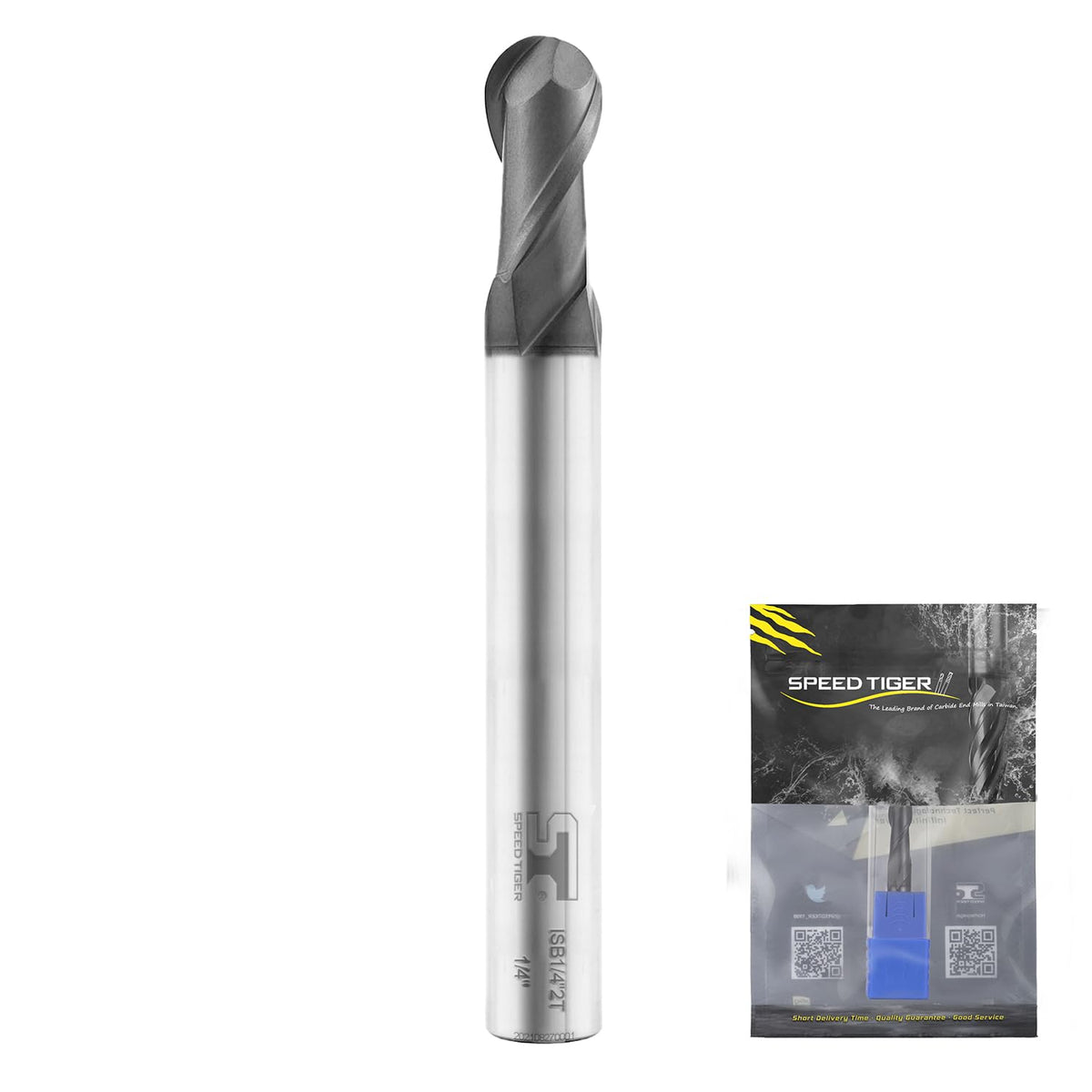 SPEED TIGER Micrograin Carbide Ball Nose End Mill - 2 Flute - ISB5/16 2T (1 Piece, 5/16") - for Milling Alloy Steels, Hardened Steel, Metal – Mill Bits Sets for DIYers & Professionals