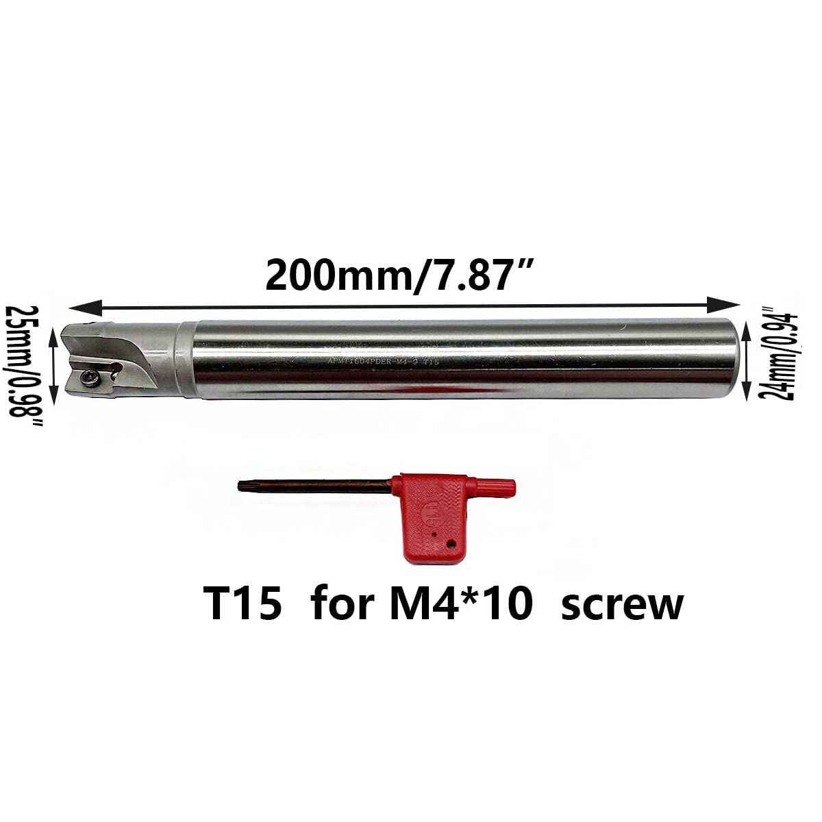 GBJ 90 ° Indexable End Mill Holder 10pcs APMT1604PDER with BAP400R C24-25-200 Carbide Inserts Square Shoulder Face milling Slotting Milling Arbor (400R C24-25-200-2T+APMT1604PDER Purple)