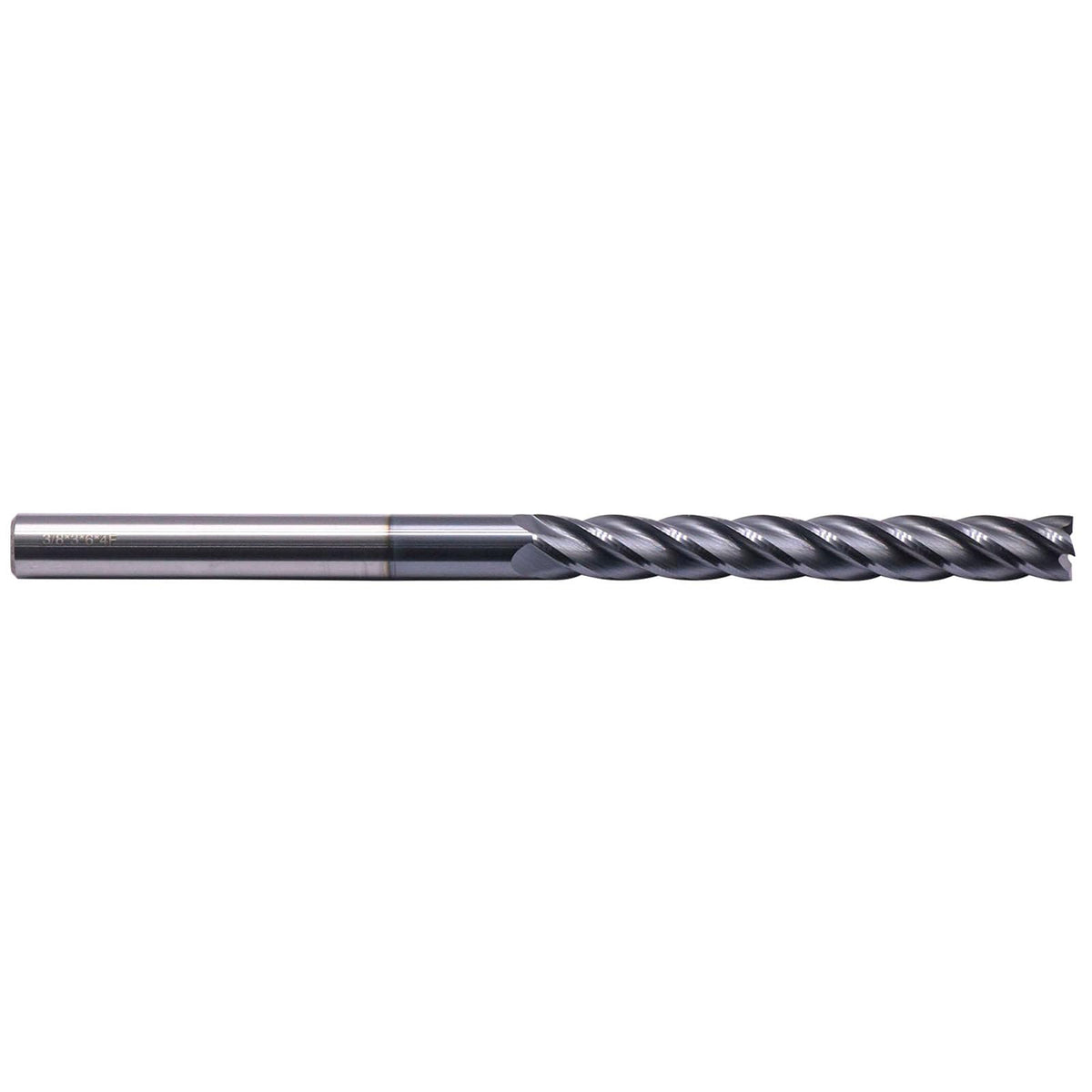 3/8" 4 Flute Solid Carbide Extra Long Square End Mill, 6" OAL, AlTiN Coated