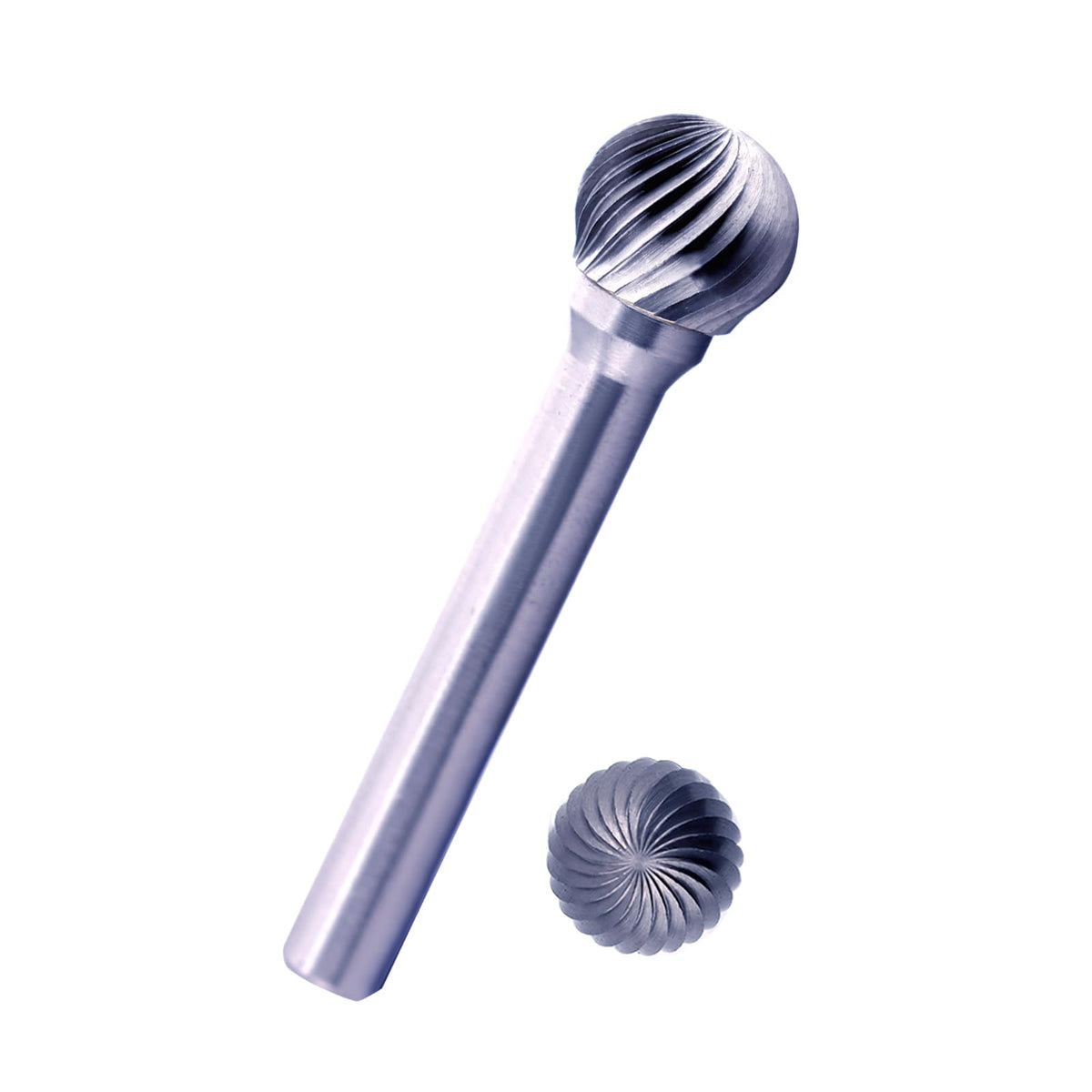 Anyinn Tungsten Carbide Burr Bit 1/4" Shank Ball Sharp End Single Flute Carbide Rotary File Bits for Metal Working, Deburring, Grinding, Polishing, Carving and Engraving