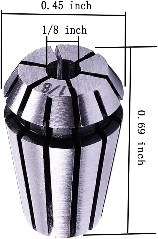𝐋𝐮𝐨 𝐤𝐞 ER11 1/8'' Spring Collet Nut Set - AAA Level High Precision ER11-1/8 Inch Collet Chuck ER11 Clamping Nut for CNC Engraving Mechine/Lathe Milling Tool