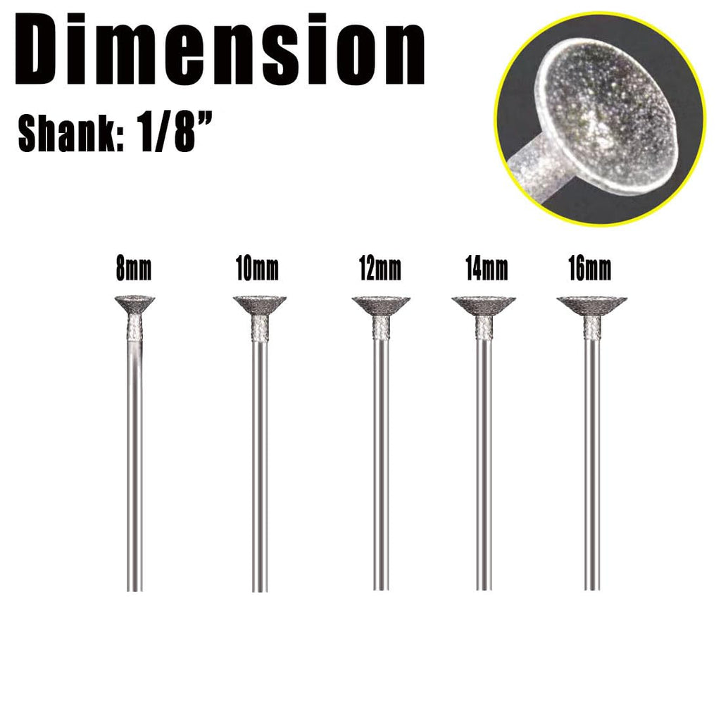 Luo ke 10 Pcs 1/8'' Shank Bowl Shape Diamond Burr (8mm - 16mm)
