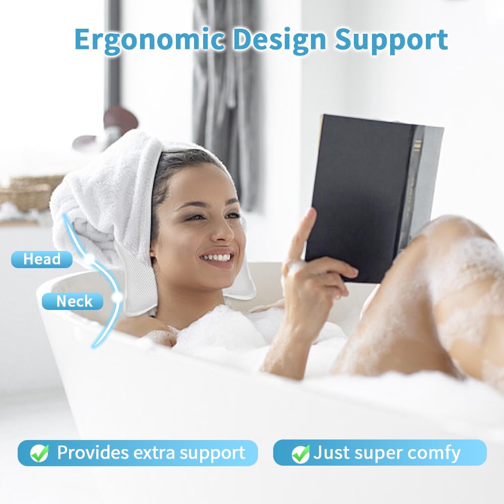 Luxury Bath Pillow, Slip-Resistant Neck & Back Support