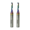 WEXWE Tools Solid Carbide CNC Spiral Single Flute End Mill - for Acrylic Plate Aluminum, Wood, Plastic, Brass, Copper Cutting - 1/8 Diameter 1/4" Shank 2" Length,1 Flute (1/8-1/2-2 1/4 2PCS)