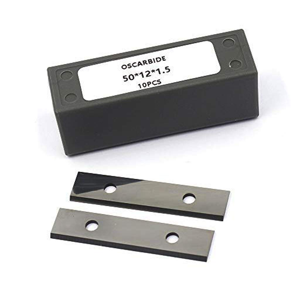 OSCARBIDE 50mm (2") x12x1.5mm Carbide Inserts for Helical Planer Heads & Hand Scrapers