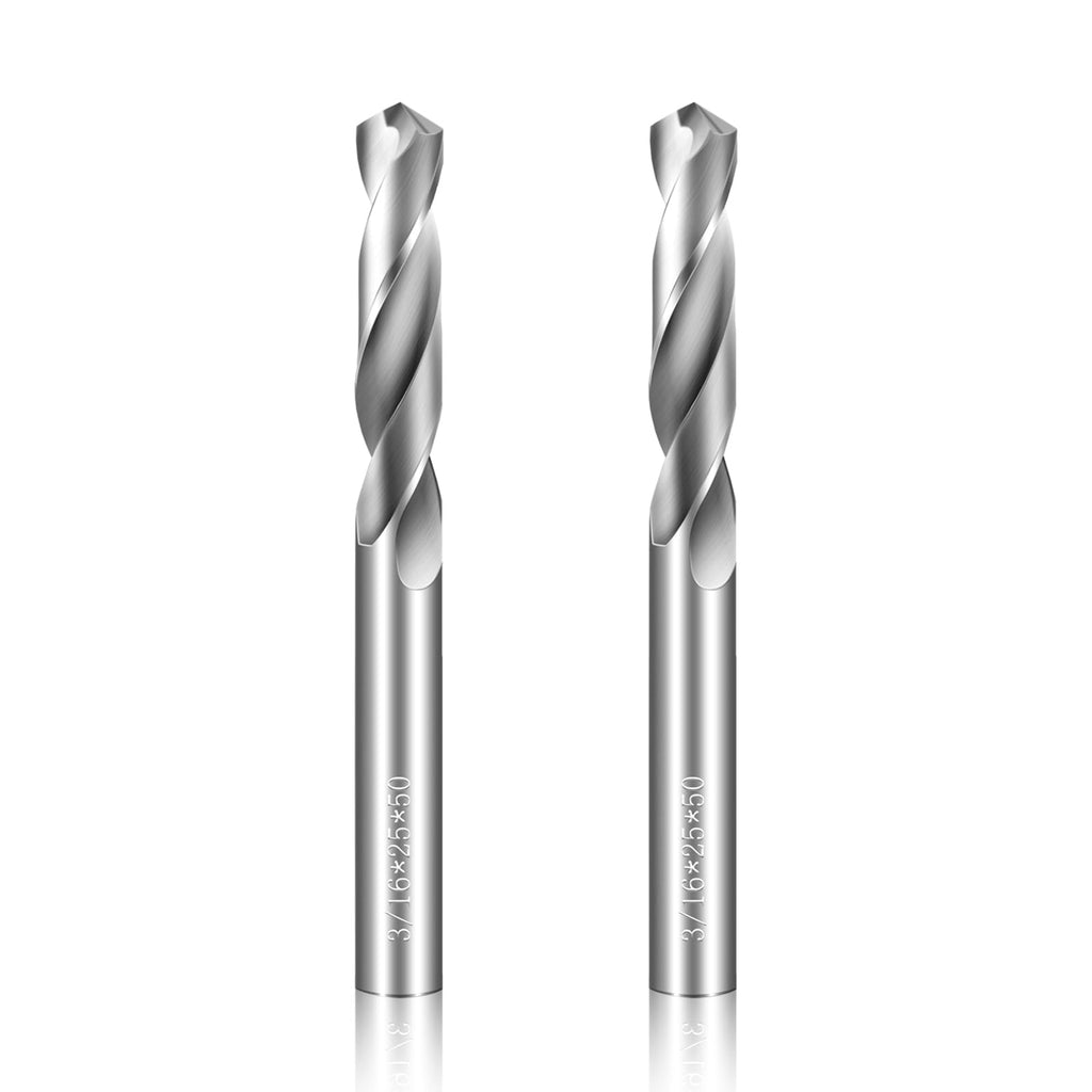 3/16" Drill Bits Solid Carbide Drill Bits, Tungsten Carbide Drill Bit Set, Metal Drill Bit Set for Stainless Steel Hardened Steel Cast Iron Alloy Copper, 2 Pcs