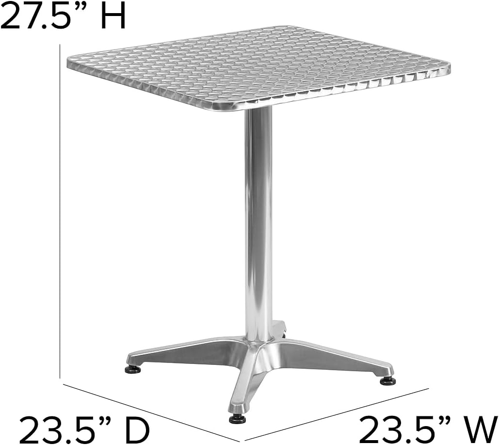 23.5 in Aluminum Indoor/Outdoor Square Table with Base
