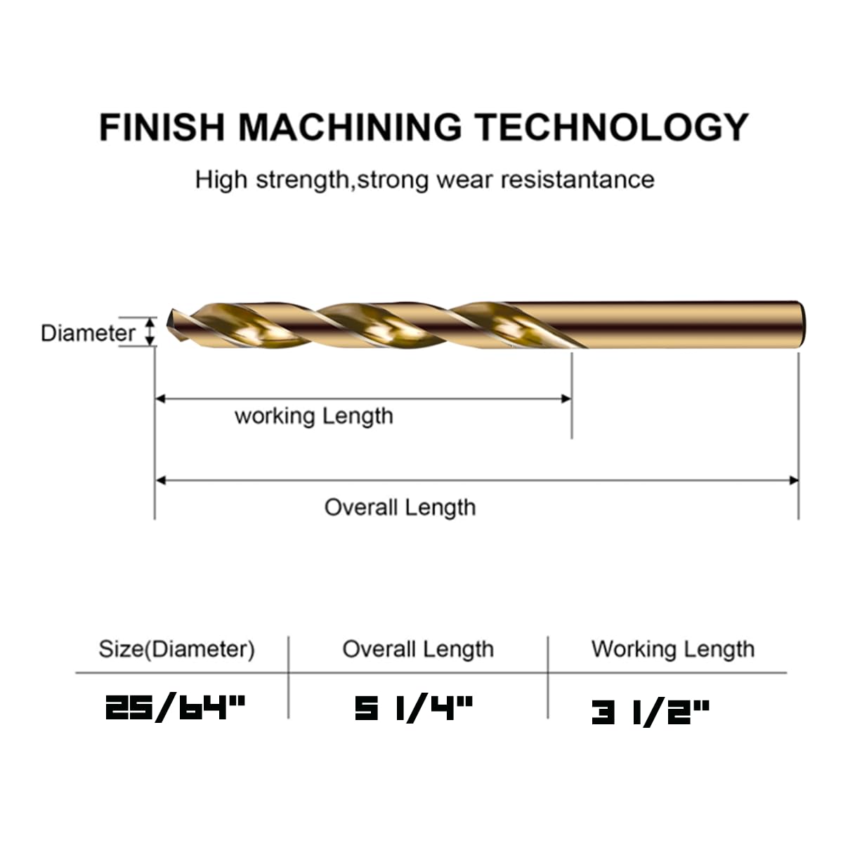 Narwhal 25/64 Inch Drill Bit (3 Pack) Cobalt for Metal & Stainless Steel