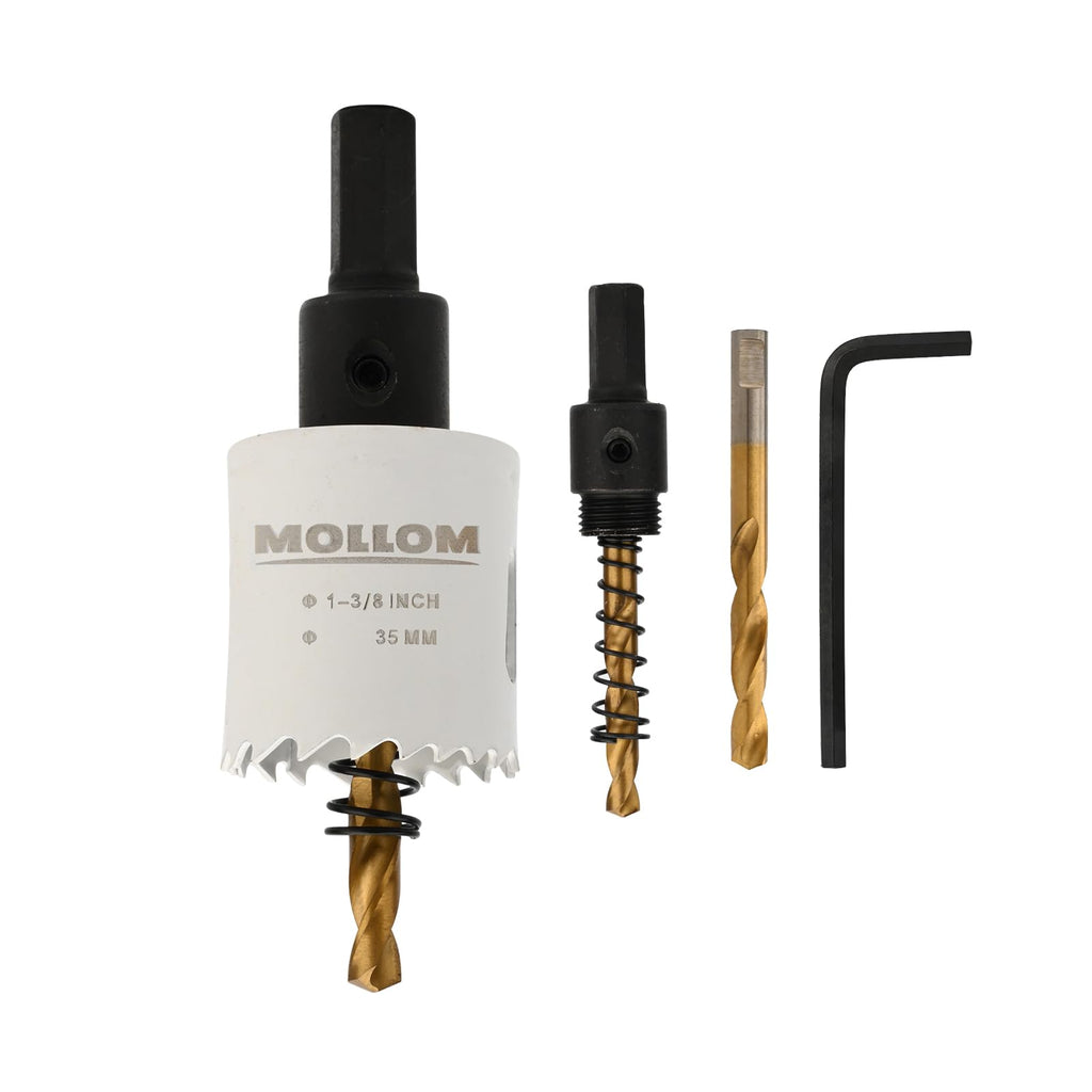 Mollom 35mm (1-3/8") HSS M42 8% Cobalt BI-Metal Hole Saw with Arbor