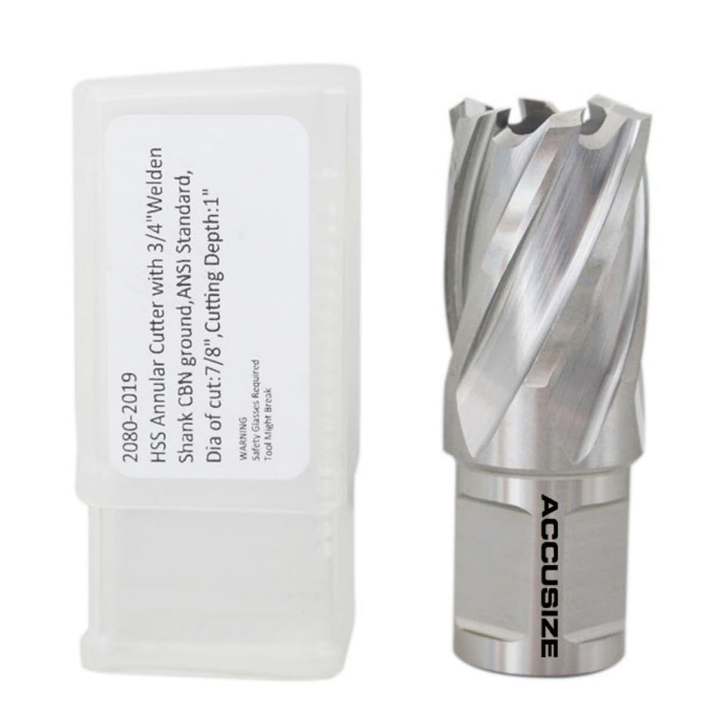 Accusize HSS Annular Cutter 7/8 x 1 in Cutting Depth, 3/4" Weldon Shank