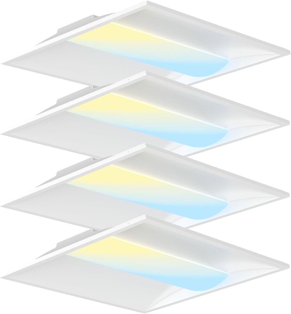 OKQ 2x2 LED Troffer Center Basket Panel,Color Tunable 3500K/4000K/5000K, Watt Adjustable, 30W/35W/40W-Up to 6000Lumens,0-10V Dimmable Recessed Back-Lit Drop Ceiling Light,ETL Qualified, 4Pack