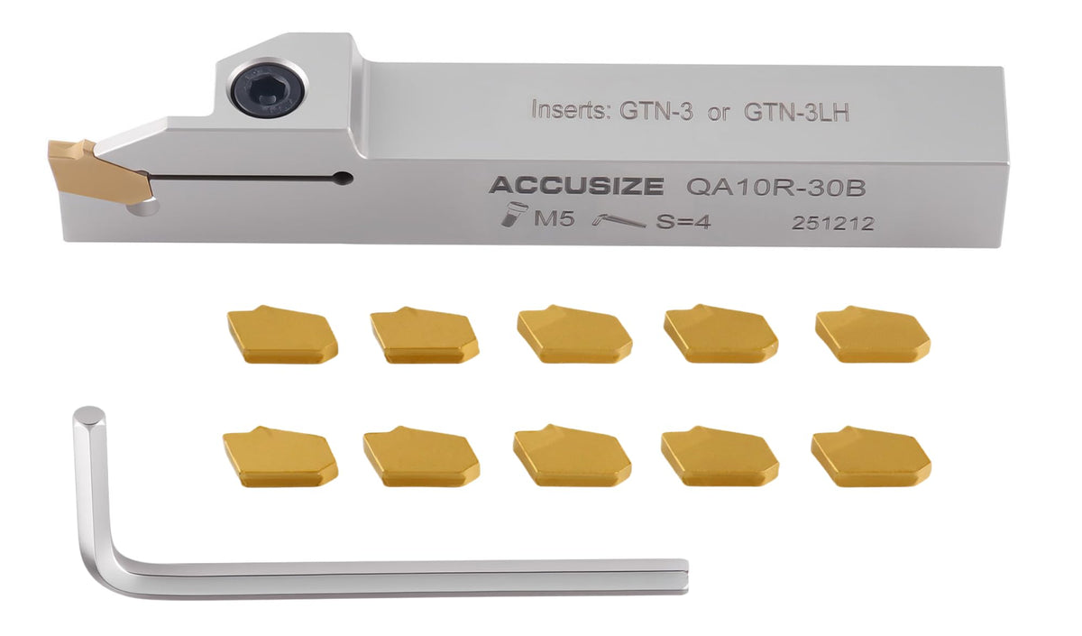 Accusize Cut-Off Tool Holder, 5/8" x 5/8", 10 x GTN-3 Inserts