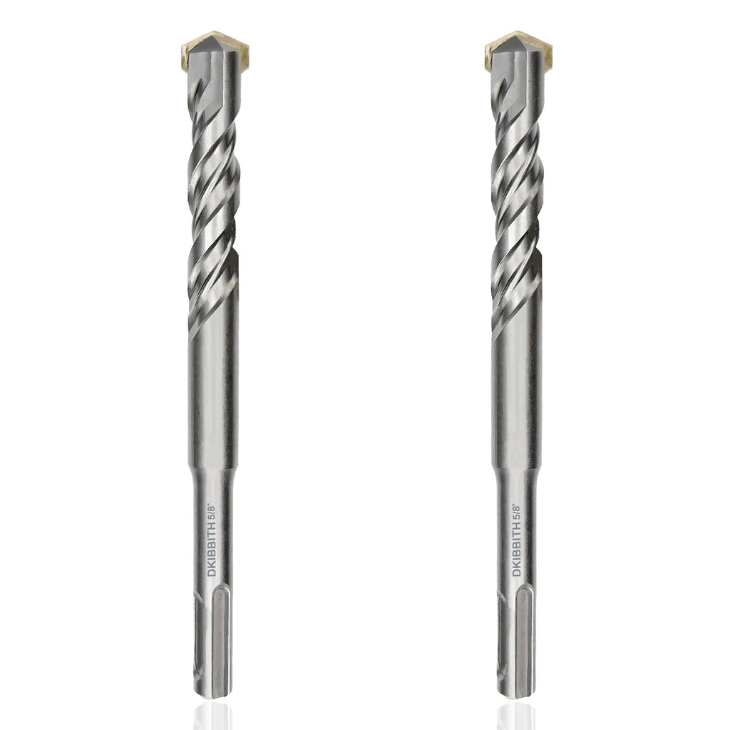 2-Piece 5/8" SDS Plus Drill Bits Rotary Hammer Drill Bit Set, Carbide Tipped for Drilling Concrete Cement Porcelain Tiles Ceramic Pots Stone Brick, Diameter 16mm, 160mm Long, SDS Plus Shank