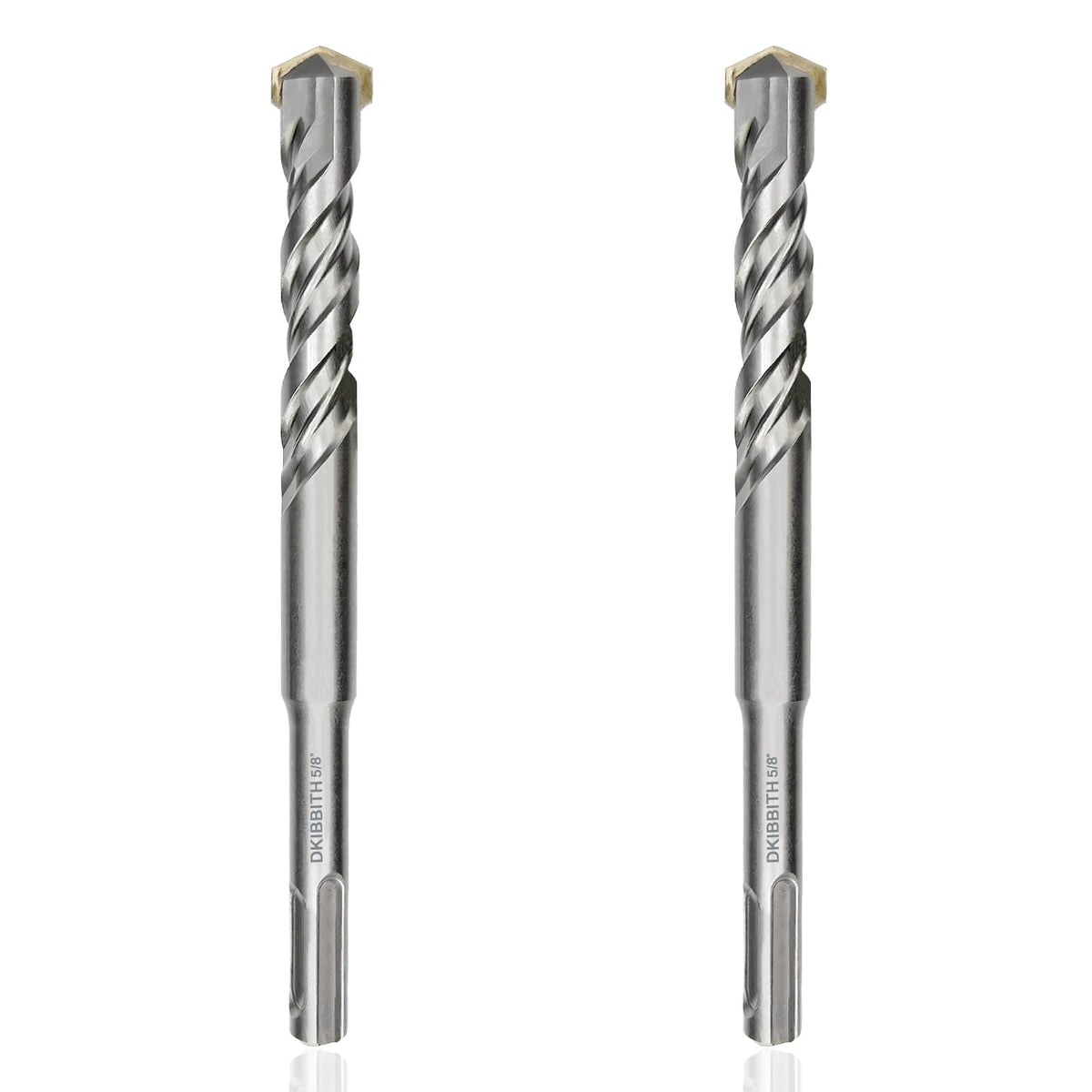 2-Piece 5/8" SDS Plus Drill Bits Rotary Hammer Drill Bit Set, Carbide Tipped for Drilling Concrete Cement Porcelain Tiles Ceramic Pots Stone Brick, Diameter 16mm, 160mm Long, SDS Plus Shank