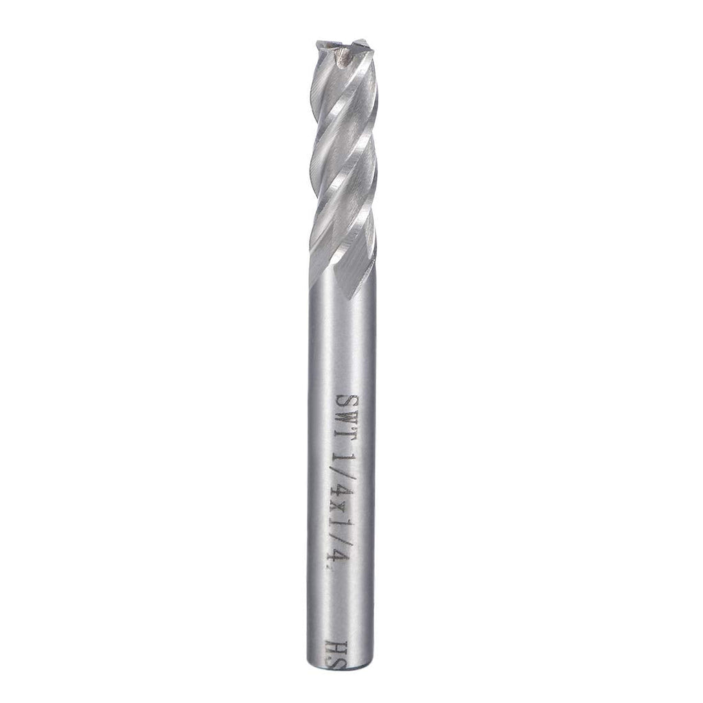 uxcell 1/4" Cutting HSSAL Spiral Drill Bit Straight End Mill Cutter 4 Flute with 1/4" Shank