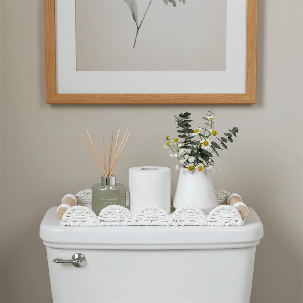 Bathroom Toilet Paper Tray Organizer, Scalloped Decorative Tray