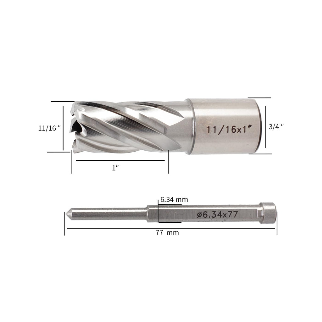 YUFUTOL 2 Pcs 11/16" x 1" HSS Annular Cutter with Weldon Shank 3/4"