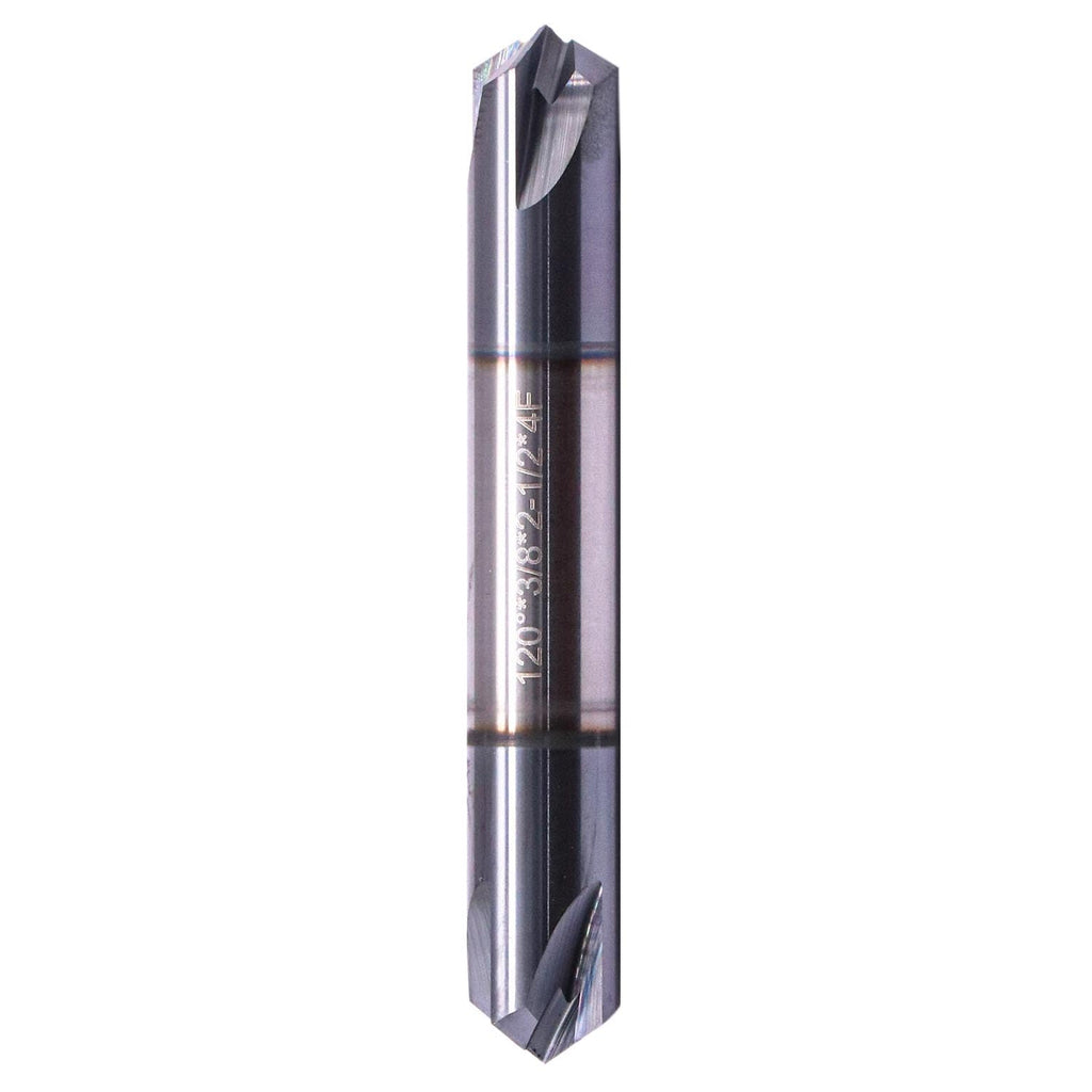 3/8" 4 Flute 120° Double End Solid Carbide Chamfer End Mill - AlTiN Coated