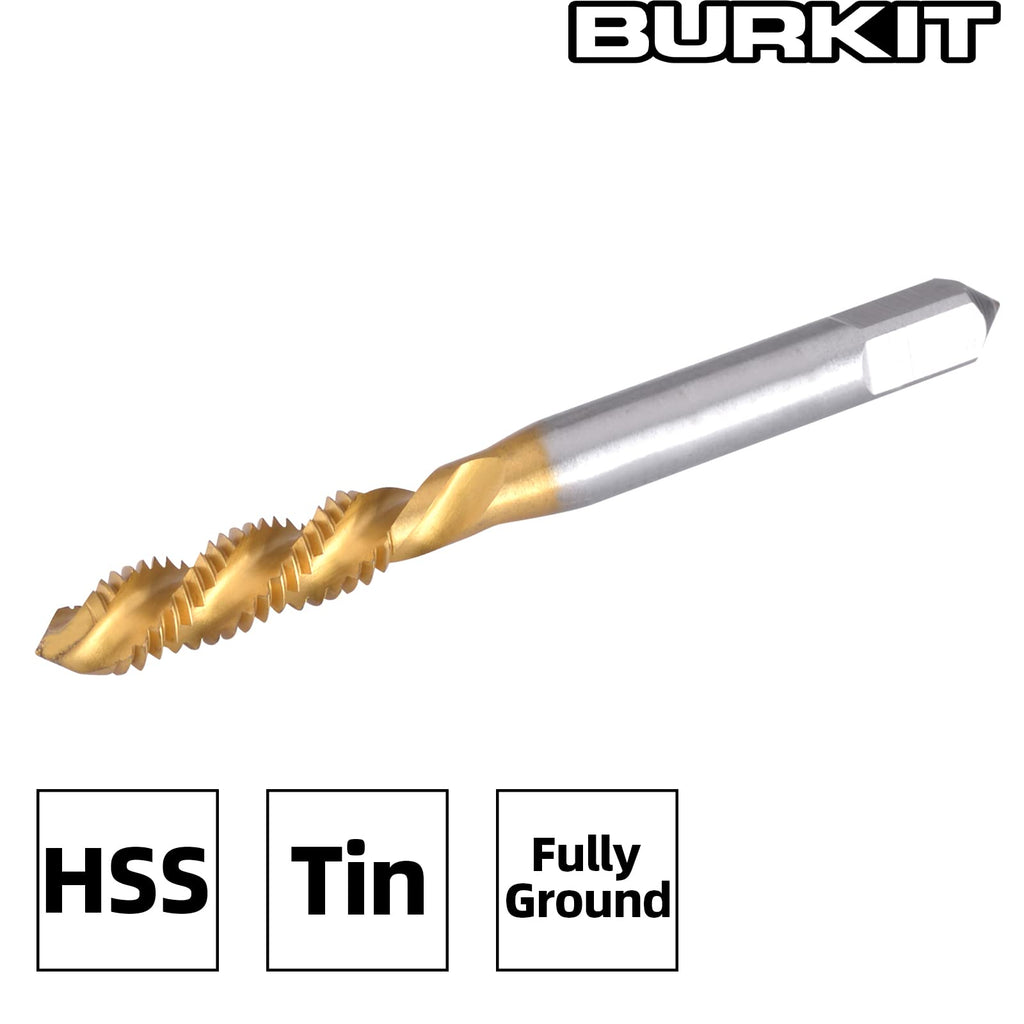 Burkit 2pcs M6 X 1 Titanium Coated Spiral Flute Tap