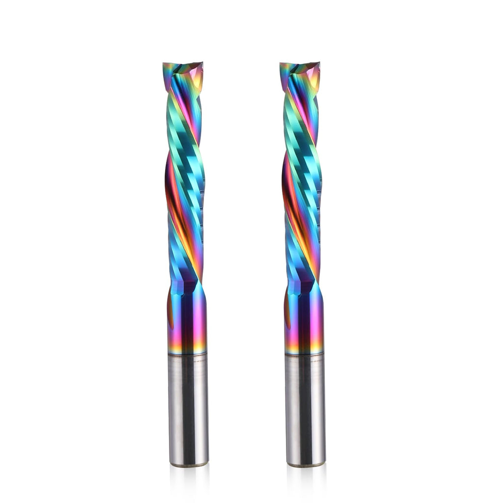 HOZLY Woodwork Milling Cutter ,DLC Coating ,UP & Down Cut 2 Flutes Spiral Carbide Milling Tool CNC Router Compression Wood End Mill Cutter Bits,6mm Shank ,6mm Cutting Dia ,32mm CEL Pack of 2