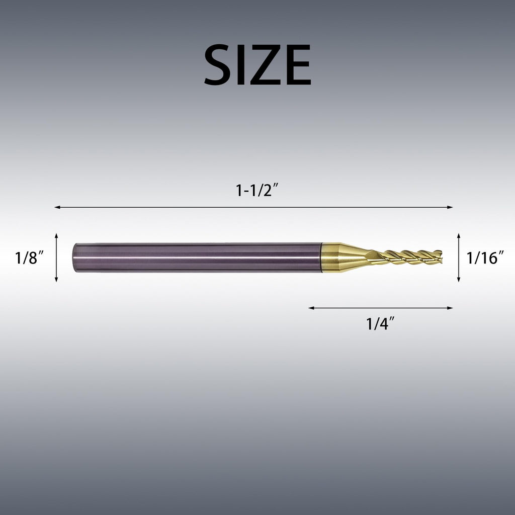 NZ 3 Flute 1/16" Solid Carbide Square End Mill ZrN Coated, 5Pcs