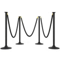 4 Pack Plastic Stanchion Posts, 3 Black Velvet Ropes, Crowd Control
