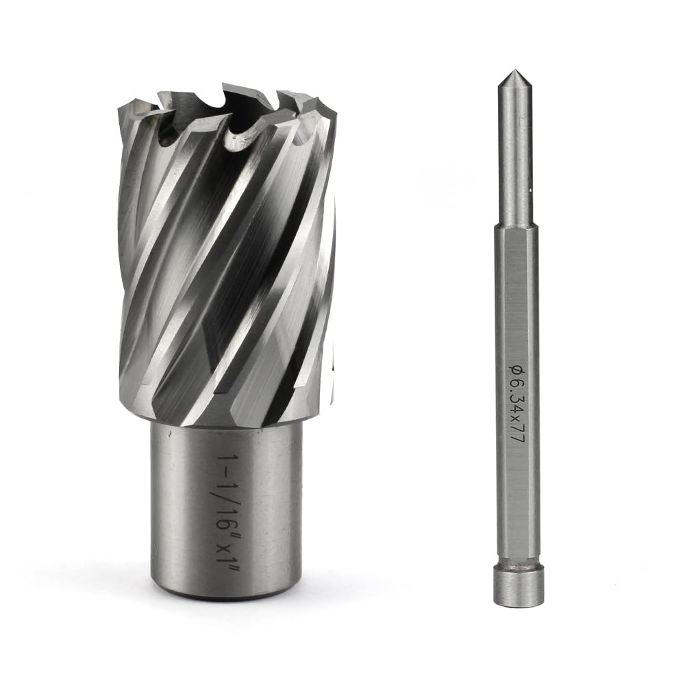 Annular Cutter JESTUOUS 1-1/16 Inch Cut Dia 3/4 Weldon Shank 1 Cut Depth